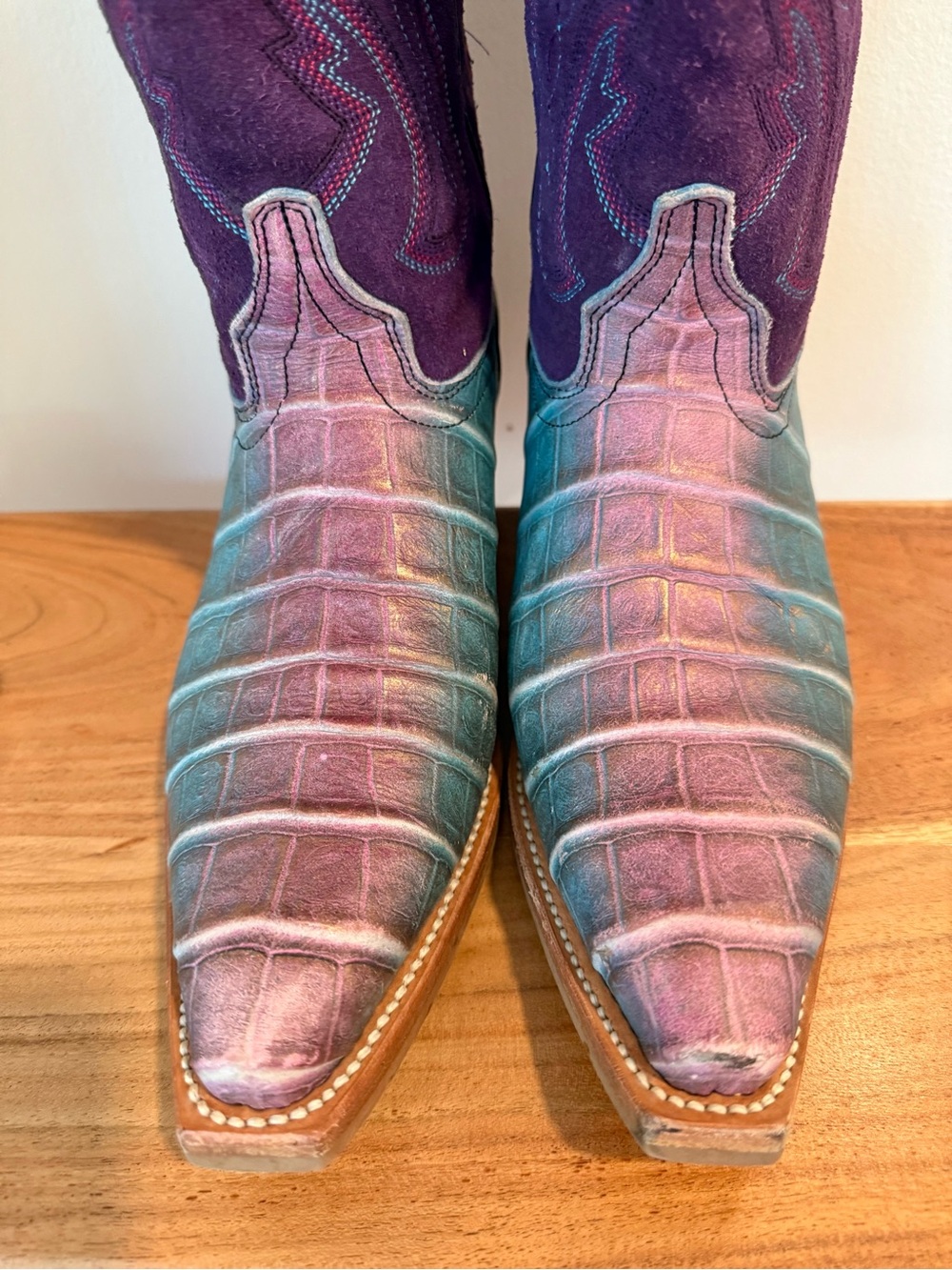 Dingo Caterina Royale Purple Caiman Print Western Boots Size 9 - Picture 6 of 16